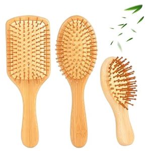 3 Stück Natur-Haarbürste aus Bambus für nachhaltige Haarpflege