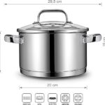 Linnuo Topf Induktion 20cm mit Glasdeckel aus Edelstahl
