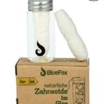 Das Bild zeigt: Zahnseide im Glasbehälter mit Nachfüllpackung