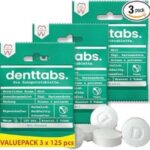 Das Bild zeigt: „Denttabs Zahnputztabletten in Papierverpackung“