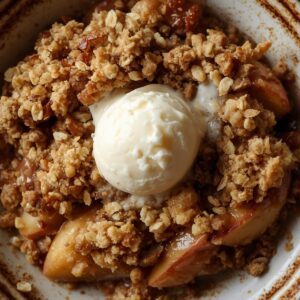 Apfel-Crumble mit Haferflocken und Nüssen – ein nachhaltiges Dessert zur Resteverwertung von Äpfeln.