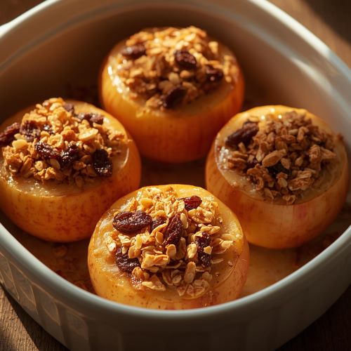 Ofenapfel mit Zimt und Haferflocken, warmes und nachhaltiges Frühstücksrezept für den Herbst